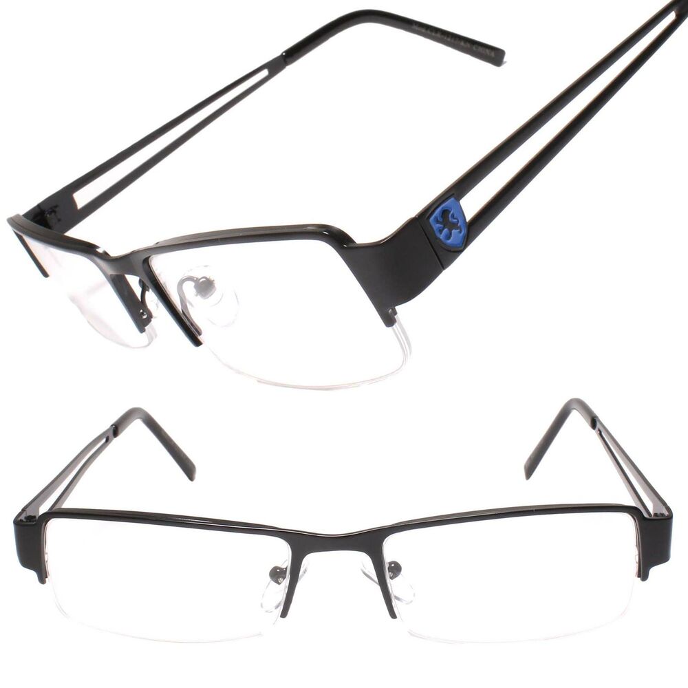 Khan Designer Casual stylish Smart Clear Lens Black Semi Rimless Eye Glasses
